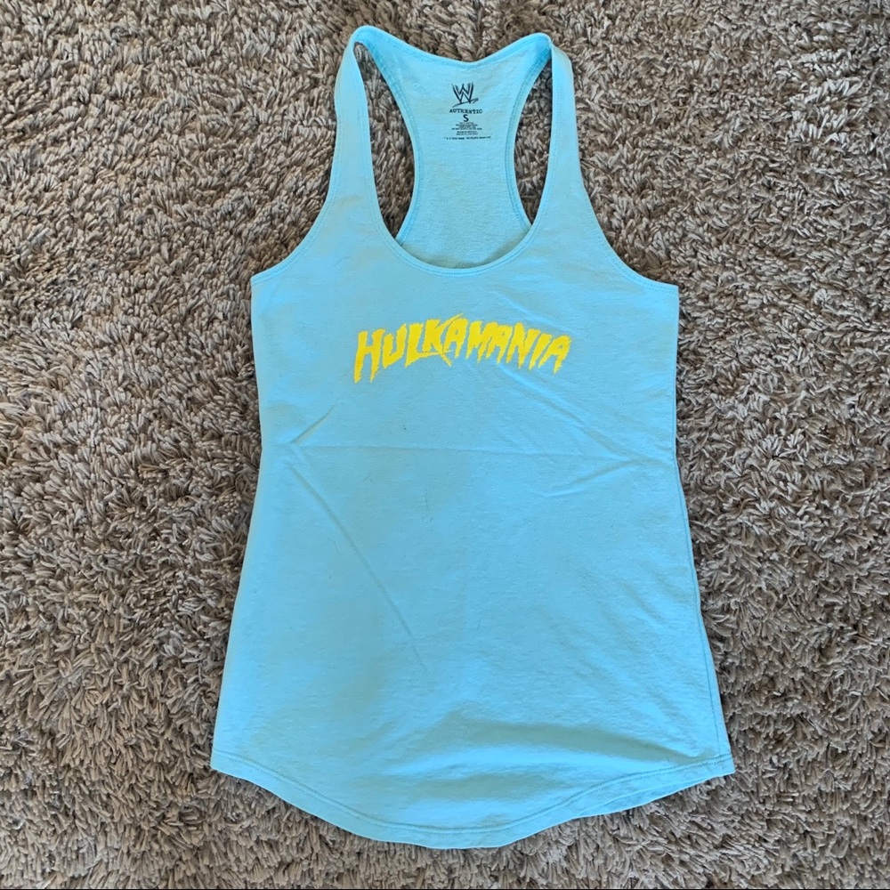 Hulkamania racerback baby blue tank